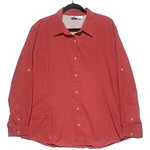 White Sierra Button Up Top Women's Size 1X Orange Long Sleeve New With Tags